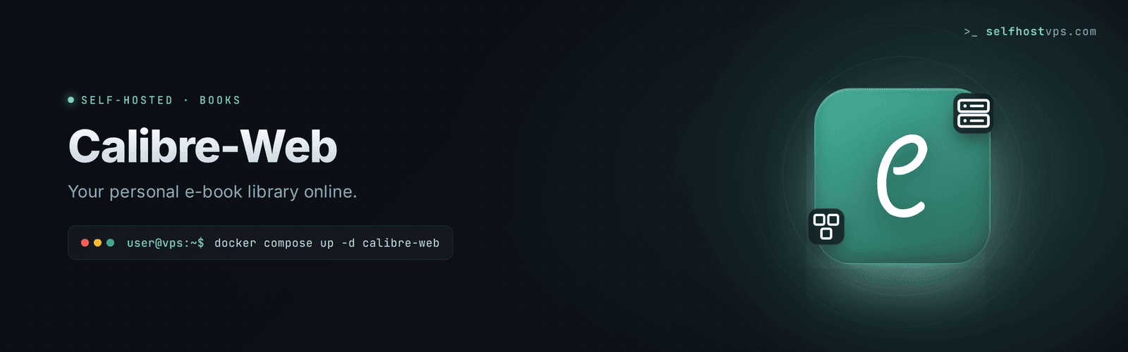Calibre-Web e-book library VPS hero banner